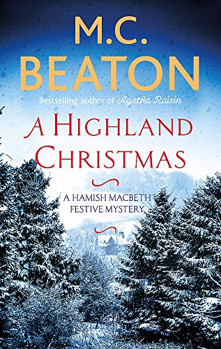 Book cover for A Highland Christmas featuring snowy pine trees and a winter landscape.