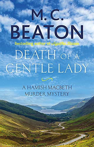 Book cover: “Death of a Gentle Lady” with Scottish Highlands landscape.