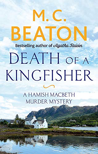 Book cover: “Death of a Kingfisher” with a Scottish loch landscape.