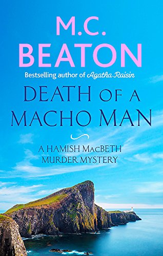 Book cover for Death of a Macho Man featuring a coastal cliff and lighthouse.