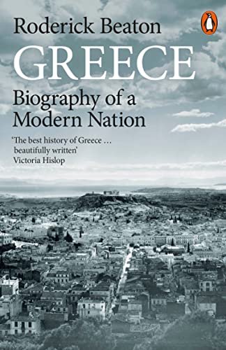 Book cover: “Greece: Biography of a Modern Nation” with a townscape.