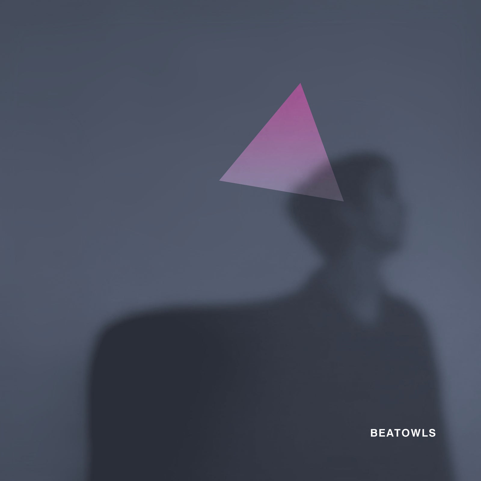 Dark abstract album art featuring a pink and purple triangle and blurred figure.