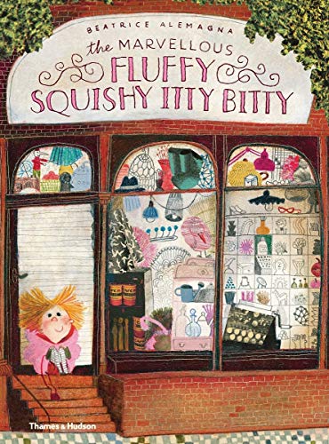 Book cover illustration of a girl standing before a shop window filled with objects.