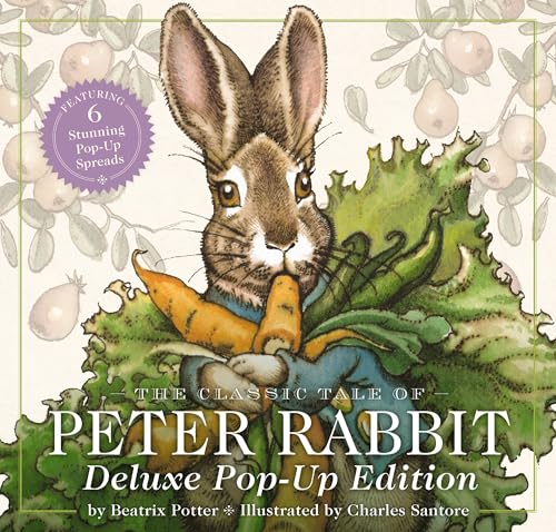 Peter Rabbit book cover with pop-up spreads, illustrated by Beatrix Potter.