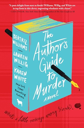 Book cover: "The Author's Guide to Murder" with a quill and blood splatter.