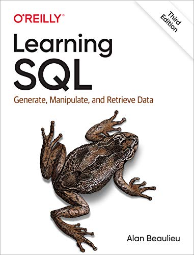 Book cover for Learning SQL by Alan Beaulieu featuring an illustration of a toad.