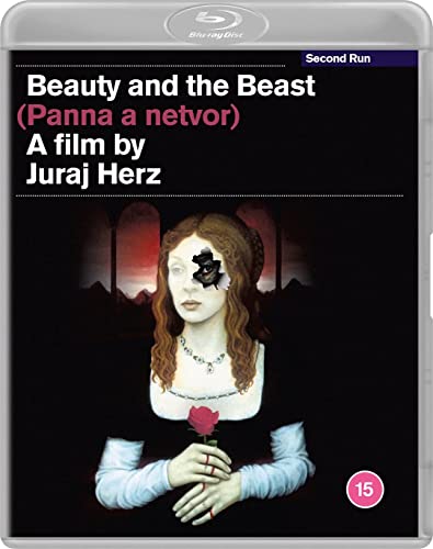 Beauty and the Beast" Blu-ray cover featuring a woman with a rose.