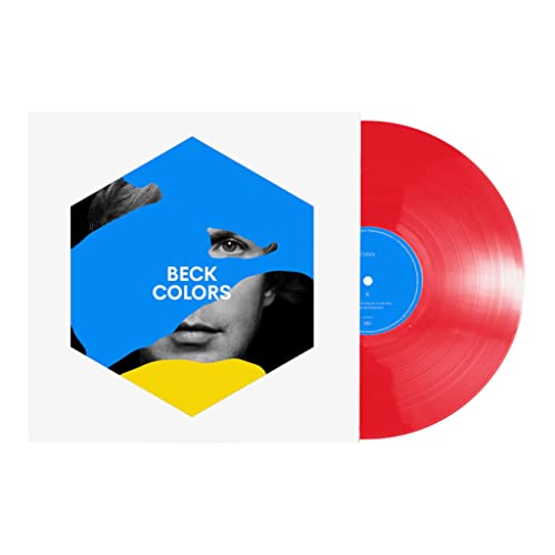 Beck’s “Colors” vinyl record with red disc and geometric cover art.