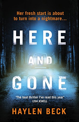 Book cover: "Here and Gone" with a car in a dark forest.