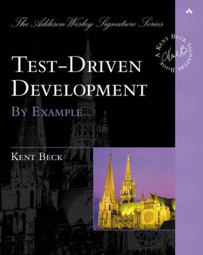 "Book cover with 'Test-Driven Development By Example' title, Kent Beck's name, and cathedral image."