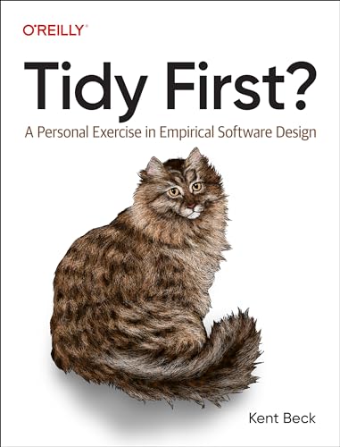 Book cover with title "Tidy First?" and illustration of a brown cat.