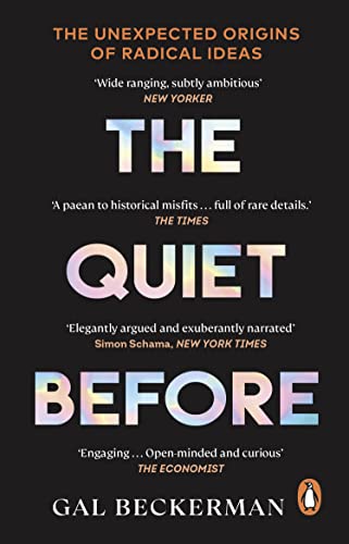 Book cover: "The Quiet Before" by Gal Beckerman, with colorful text.