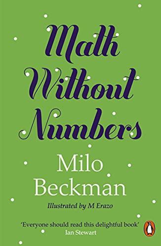 Green book cover with purple title "Math Without Numbers" by Milo Beckman.