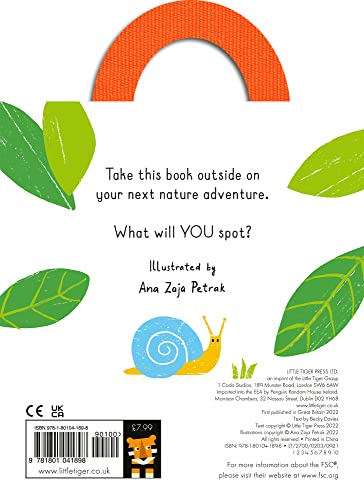 Book cover with snail illustration, leaves, and rainbow arc design.