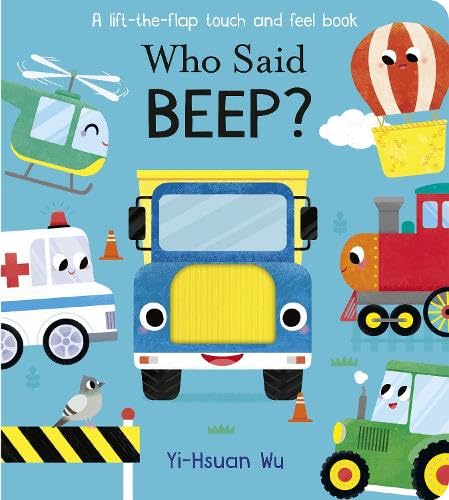 Book cover for Who Said Beep? featuring a blue truck surrounded by cartoon vehicles.