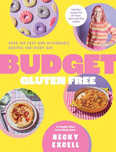 Book cover with yellow background, pink text, donuts, pizza, pasta, and author Becky Excell.
