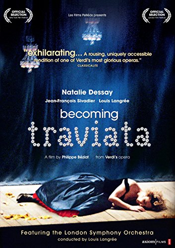 DVD cover for Becoming Traviata showing a woman lying on a stage floor.