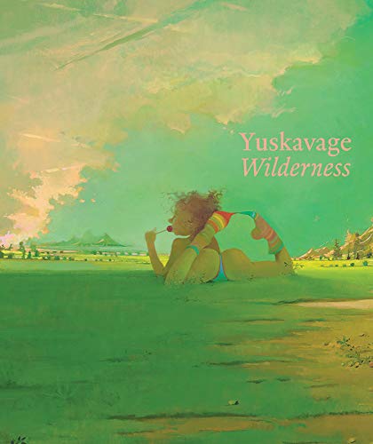 Painting of a reclining woman in a green, hazy landscape.