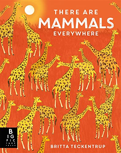 Book cover with repeating giraffe pattern on an orange background.