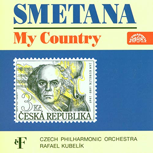 CD cover for Smetana’s “Má vlast” featuring a portrait resembling a stamp.