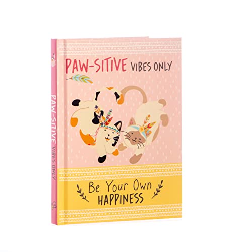 Pink book cover with illustrated cats wearing colorful headdresses.
