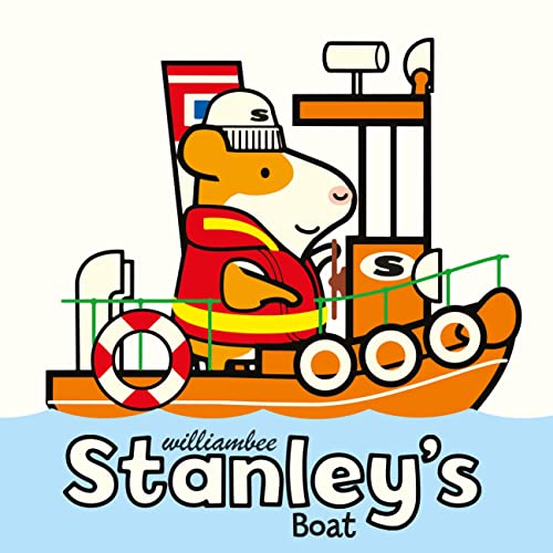 Orange boat with a smiling, striped bear captain at the helm.