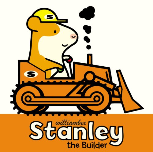 Cartoon hamster, Stanley, operating an orange bulldozer with black smoke.