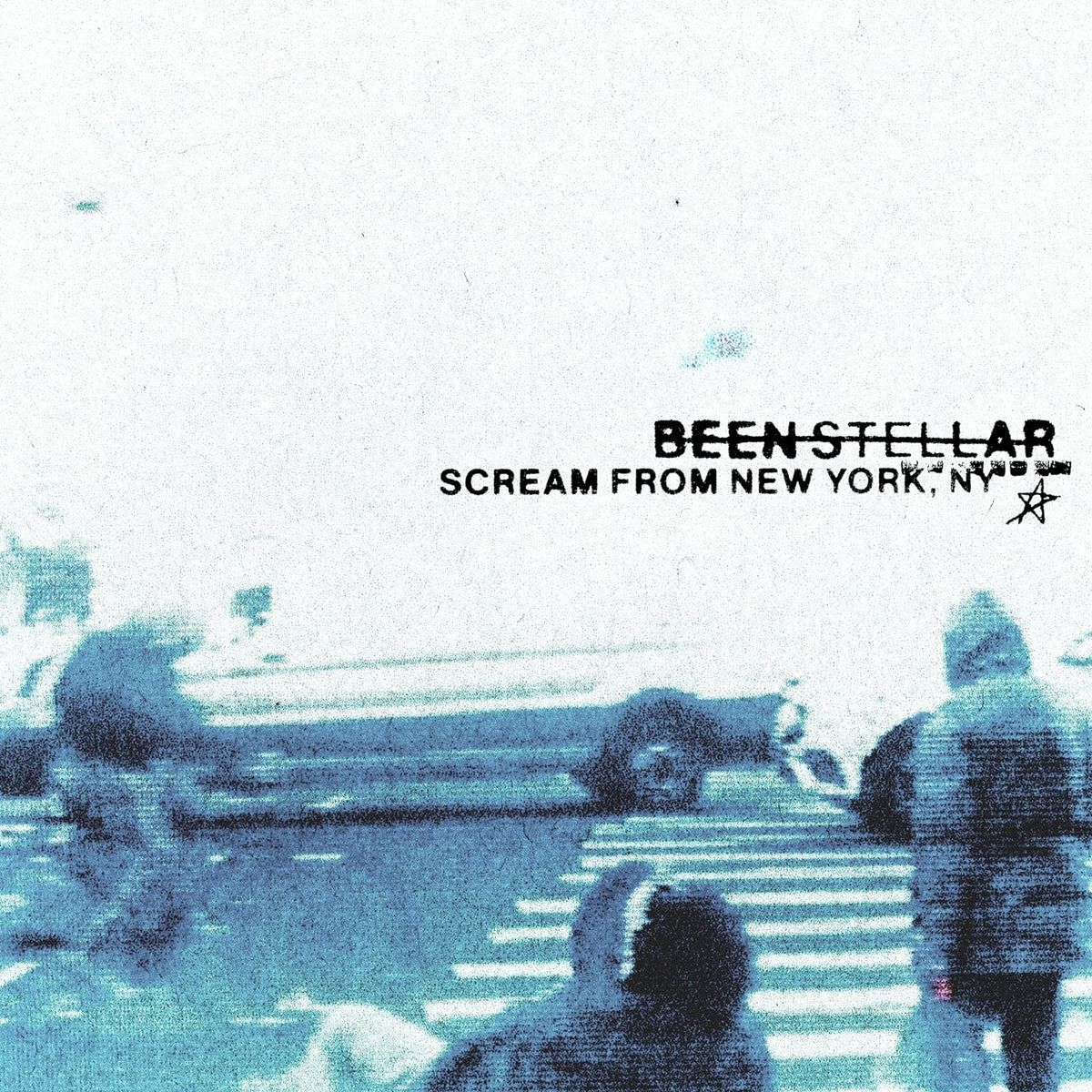 Vinyl record cover: “Been Stellar - Scream From New York, NY” with blurred city scene.
