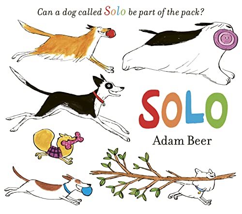 Illustrated book cover featuring running dogs and the title "Solo" in large letters.