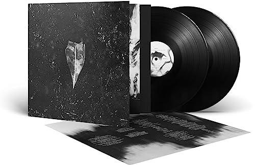 Black vinyl record set with textured black and white cover art.
