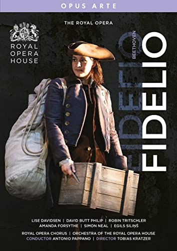 DVD cover for Beethoven’s Fidelio opera featuring a woman in historical clothing.