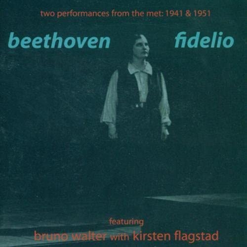 CD cover for Beethoven's Fidelio featuring a portrait of Kirsten Flagstad on dark background.
