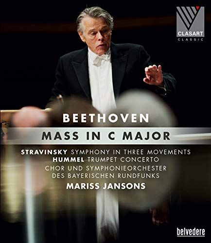 Blu-ray cover for Beethoven's Mass in C Major, featuring conductor Mariss Jansons.