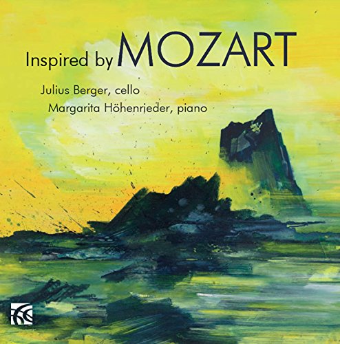 "CD cover with abstract landscape painting and 'Inspired by Mozart' text."