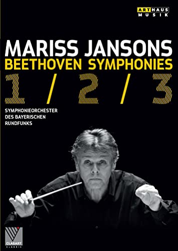 DVD cover featuring conductor Mariss Jansons with text Beethoven Symphonies 1, 2 & 3.
