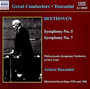 CD cover: Arturo Toscanini conducting, Beethoven Symphonies Nos. 5 & 7.