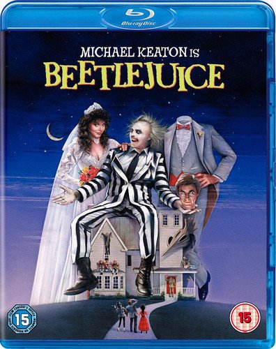 Beetlejuice Blu-ray cover featuring Michael Keaton and the Deetz family.