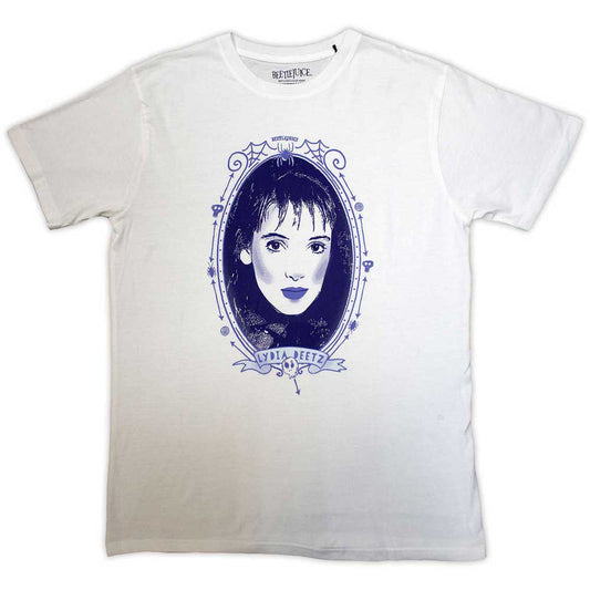 Beetlejuice t-shirt, medium, featuring Lydia Deetz portrait in a frame.