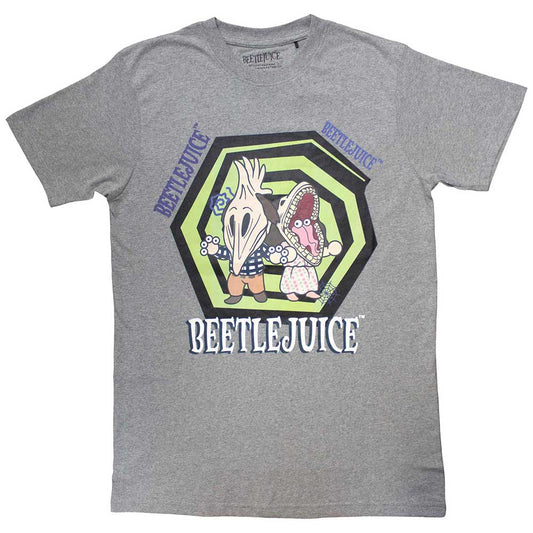 Beetlejuice t-shirt, large size, with a swirling spiral design.