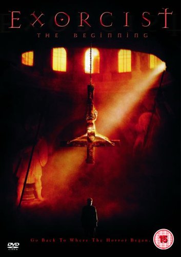 “Exorcist: The Beginning” DVD cover with a dark, ominous castle scene.
