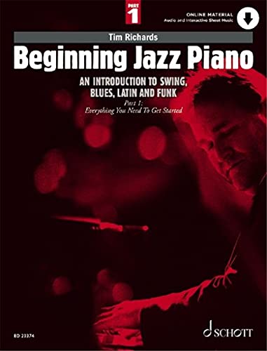Jazz piano book cover with a portrait of a pianist at the keys.