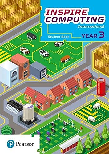 Inspire Computing Year 3 student book cover with cityscape illustration.