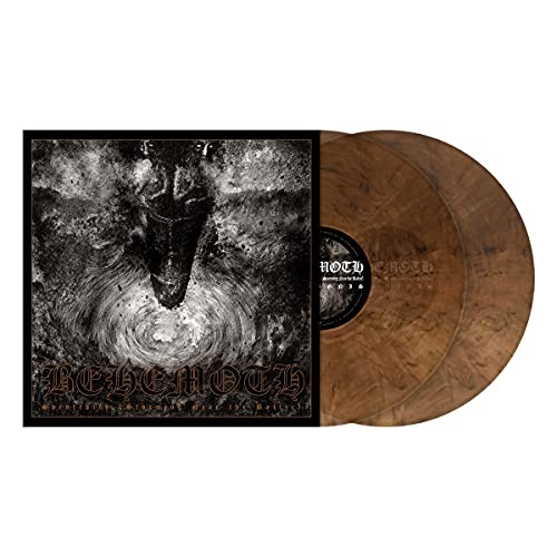 Behemoth vinyl record: album cover with dark imagery and brown-swirled discs.