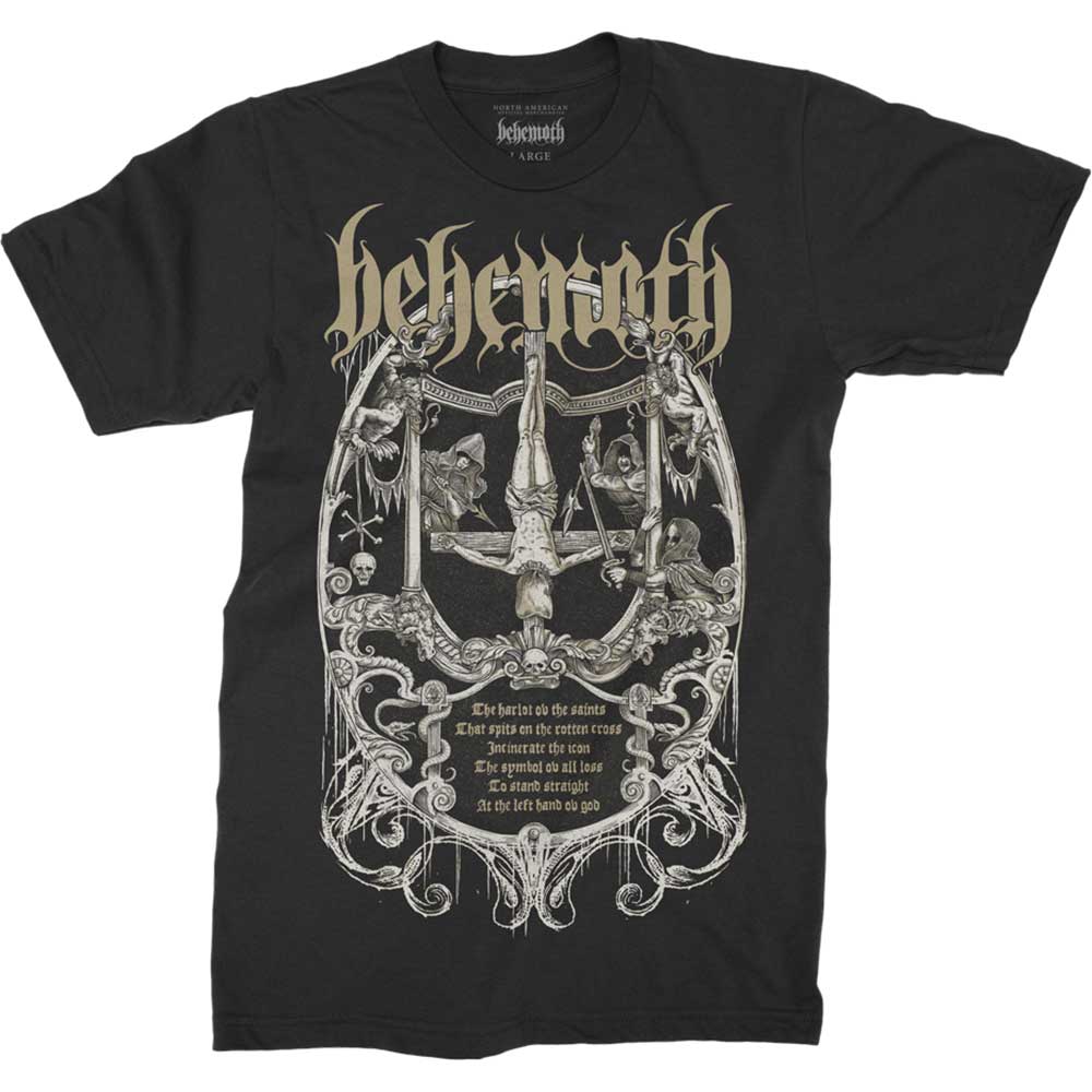 Black t-shirt with "Behemoth" and "Harlot" artwork, size XX-Large.