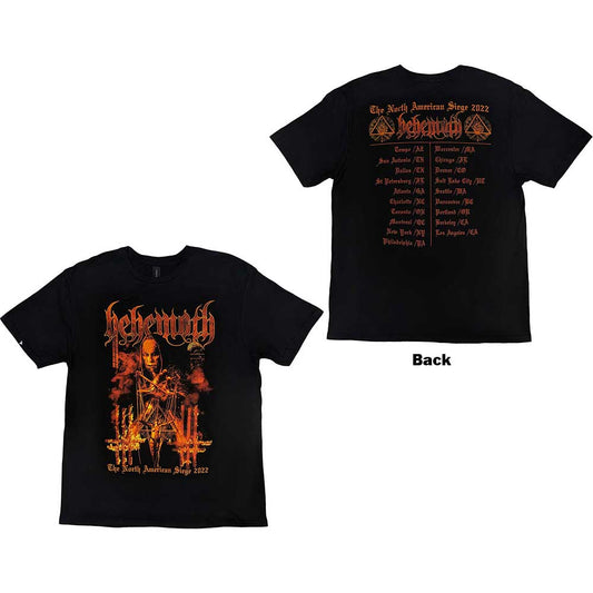 Black t-shirt with large back print of puppet master imagery for Behemoth tour.