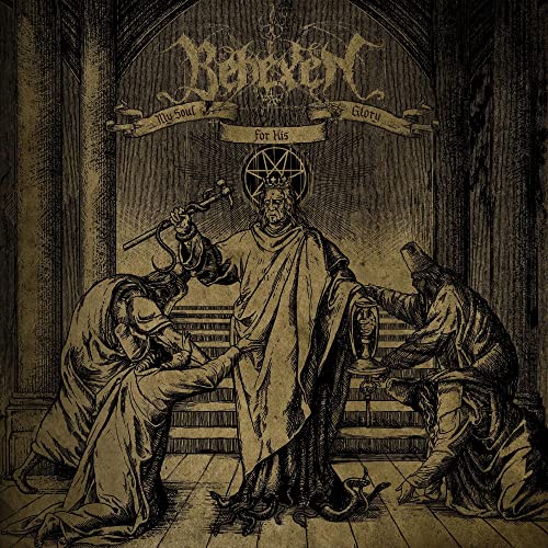 Dark, detailed engraving of a ritual scene with figures and a pentagram.