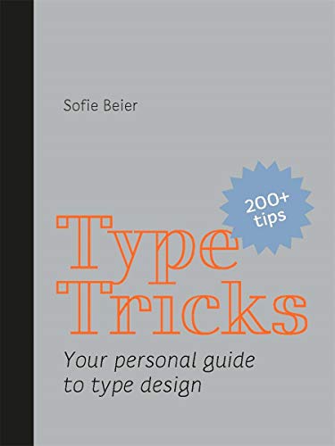 Book cover: "Type Tricks" by Sofie Beier, with orange text and a blue starburst.