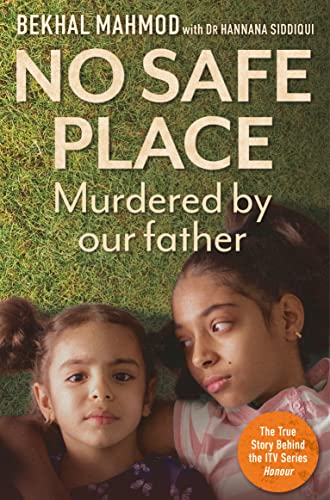 Book cover: two young girls lying on grass, title “No Safe Place.”