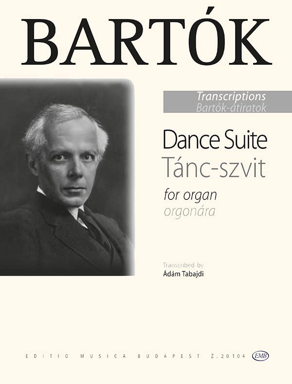 Sheet music cover for Béla Bartók’s Dance Suite, with portrait.