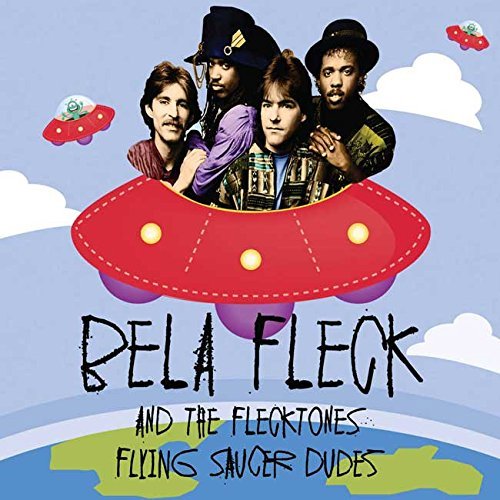Album cover featuring four men in a red flying saucer against a blue sky.